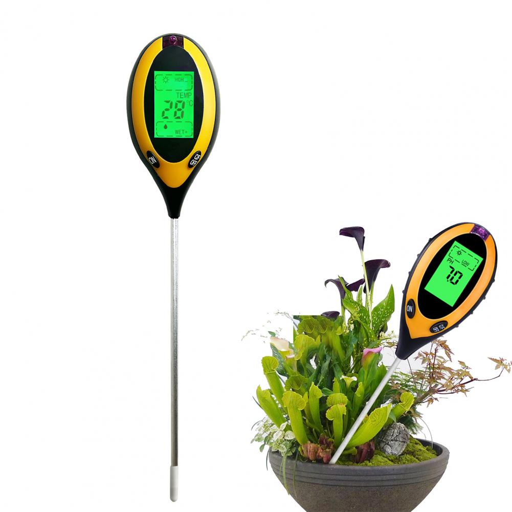 Moisture Meter Plant - Pflanzenwachstumsmonitor 4-in-1 Bodentester-Set mit Digitalanzeige Feuchtigkeits-pH-Temperatursensor