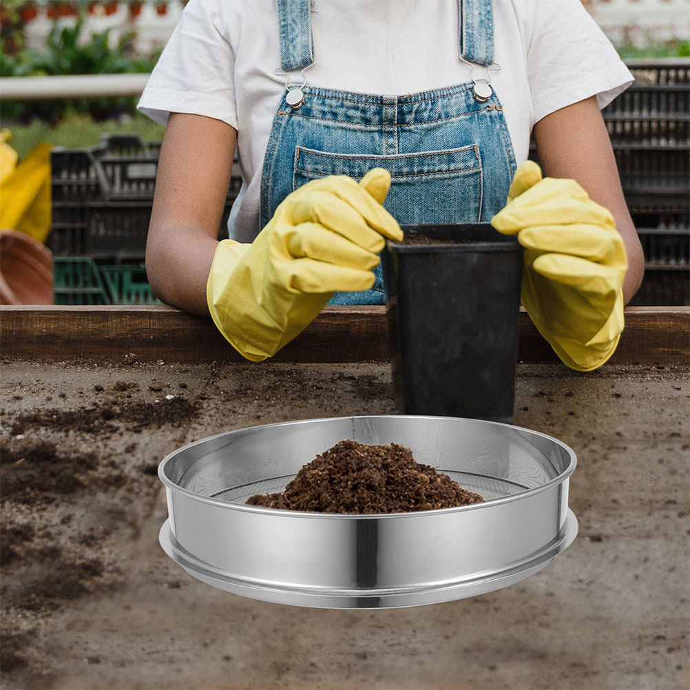 Garden Sieve Soil - Edelstahl-Netzsieb Rundes Bodensieb Garten-Sand-Kompostsieb Langlebig Zuverlässig