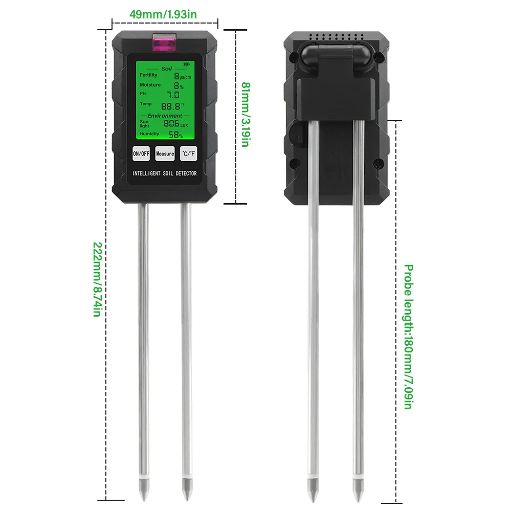 Moisture Meter Plant - ST03 Sechs-in-Eins Bodentester Feuchtigkeitsmesser pH-Temperatur-Feuchtigkeitsdetektor für