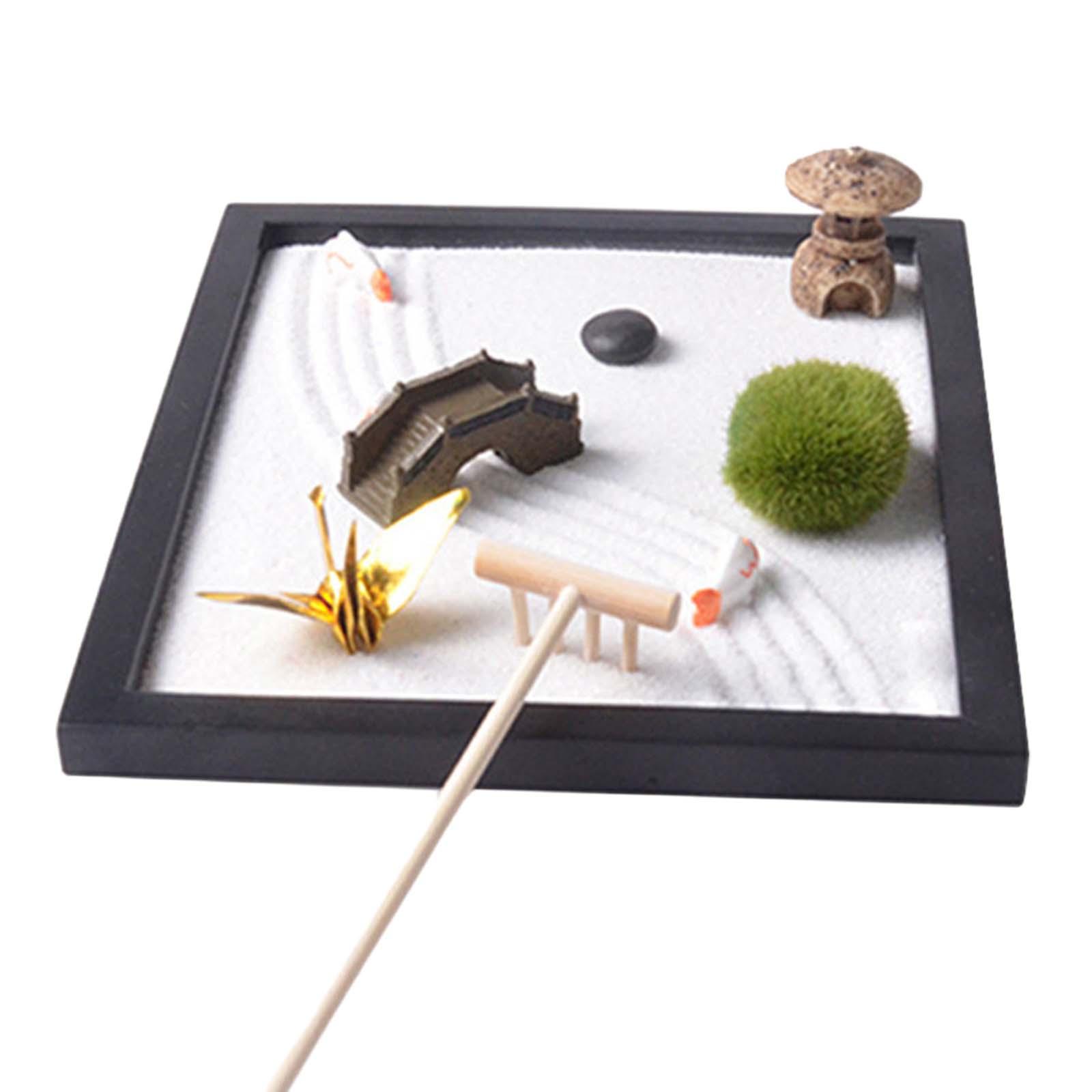 Zen Gardening Tools - Zen-Garten-Sandtablett für Schreibtisch, japanisches Dekor, Geschenk,