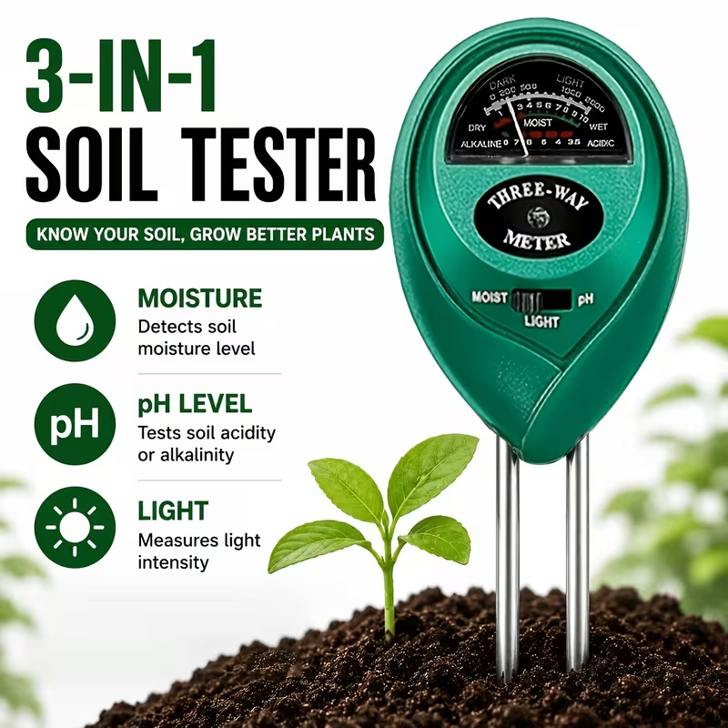 Moisture Meter Plant - 3-in-1 Bodentester (Feuchtigkeits-, pH- und Lichtmessgerät)