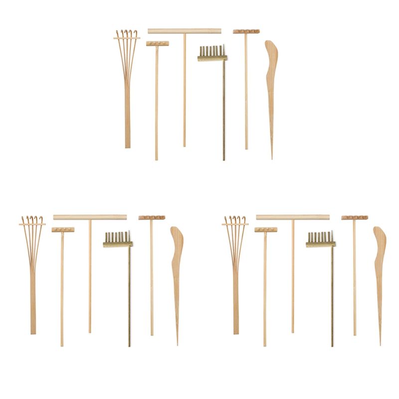 Zen Gardening Tools - AT29-3X Mini Japanischer Zen-Gartenrechen aus Bambus,